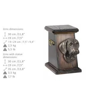 Teckel à poil dur, Chien-saucisse - urne pour les cendres d'un chien, une urne élégante avec une statuette, une urne commémorative avec un buste de chien de la marque Art-Dog