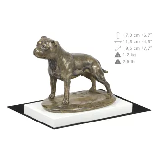 Staffordshire Bull Terrier, Staffy III - dog figurine, figure on a white base, trophy for Art-Dog dog show exhibition