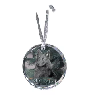 Tervueren Belgian Shepherd Dog, Tervueren Belgian Sheepdog - crystal bauble with a photo, dog photo in crystal, personalized Christmas tree ornament by Art-Dog brand