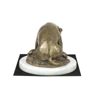 Staffordshire Bull Terrier, Staffy I - dog figurine, statue on white marble, trophy for Art-Dog dog show exhibition