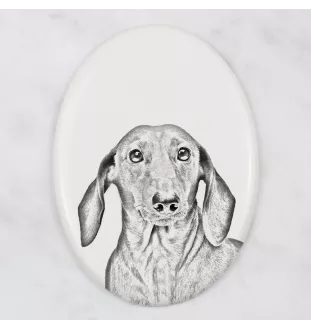 Dachshund Wire-haired, Wiener dog, Badger dog - commemorative plaque with a photo of a dog, tombstone with a print, personalized oval plaque from the Art-Dog brand