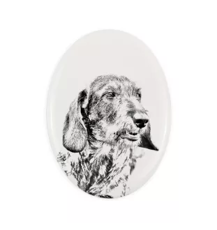 Teckel à poil dur, Chien-saucisse I - une plaque commémorative avec une photo de chien, une plaque funéraire avec une impression, une plaque ovale personnalisée de la marque Art-Dog