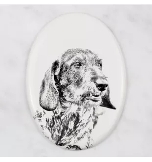 Dachshund Rauhhaar, Dackel, Teckel I - Gedenktafel mit einem Foto eines Hundes, Grabplatte mit Druck, personalisierte ovale Platte der Marke Art-Dog