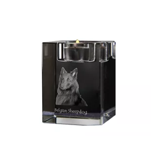 Tervueren Belgischer Schäferhund - Kerzenhalter mit Hundefoto, Teelichthalter aus Kristall, personalisiertes Geschenk der Marke Art-Dog