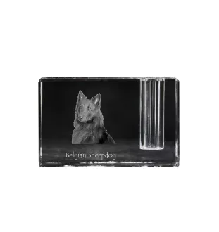Tervueren chien de berger belge - Porte-stylos, organiseur en cristal avec photo de chien, décoration de bureau unique par la marque Art-Dog