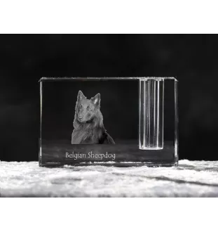 Tervueren chien de berger belge - Porte-stylos, organiseur en cristal avec photo de chien, décoration de bureau unique par la marque Art-Dog