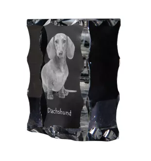 Teckel à poil dur, Chien-saucisse - cristal avec photo de chien, statuette en verre avec photo, cadre exceptionnel avec photo de la marque Art-Dog