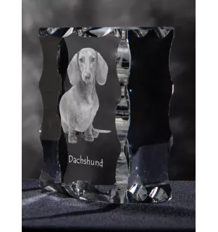 Dachshund Wire-haired, Wiener dog, Badger dog - crystal with a picture of a dog, glass statuette with a picture, unique frame with a picture from Art-Dog brand