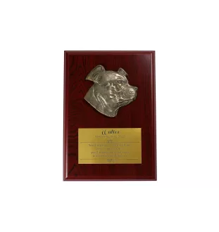Staffordshire Bull Terrier, Staffy - bas-relief of a dog, small decoration, realistic plaque with the Art-Dog brand