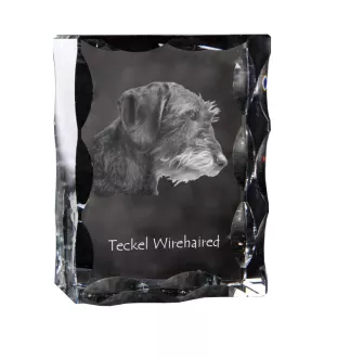 Dachshund Wire-haired, Wiener dog, Badger dog I - crystal with a picture of a dog, glass statuette with a picture, unique frame with a picture from Art-Dog brand