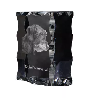 Dachshund Rauhhaar, Dackel, Teckel I - Kristall mit einem Hundebild, Glasstatuette mit einem Bild, einzigartiger Bilderrahmen der Marke Art-Dog