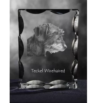 Dachshund Rauhhaar, Dackel, Teckel I - Kristall mit einem Hundebild, Glasstatuette mit einem Bild, einzigartiger Bilderrahmen der Marke Art-Dog