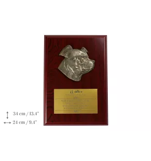 Staffordshire Bull Terrier, Staffordshire Bullterrier - Flachrelief eines Hundes, kleiner Dekor, realistische Plakette mit Hund von der Marke Art-Dog