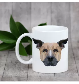 Staffordshire Bull Terrier, Staffy - cup with a geometric dog image and the inscription Art-Dog