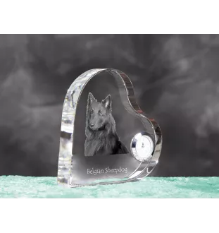 Tervueren Belgischer Schäferhund - Kristalluhr mit einem Hundebild, Herzregal-Uhr, personalisierte Standuhr der Marke Art-Dog