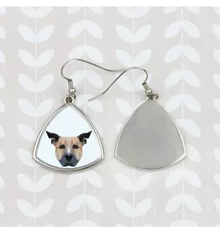 Staffordshire Bull Terrier, Staffie - boucles d'oreilles avec une photo et un motif de chien géométrique Art-Dog