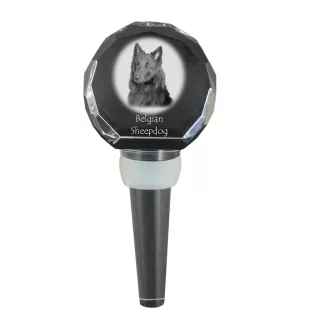 Tervueren Belgian Shepherd Dog, Tervueren Belgian Sheepdog - Crystal bottle stopper, unique wine stopper with photo, personalised gift for sommelier by Art-Dog brand