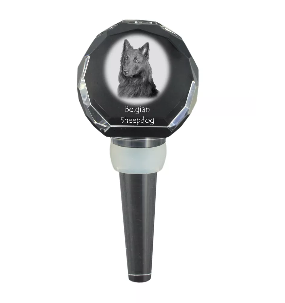 Tervueren Belgian Shepherd Dog, Tervueren Belgian Sheepdog - Crystal bottle stopper, unique wine stopper with photo, personalised gift for sommelier by Art-Dog brand