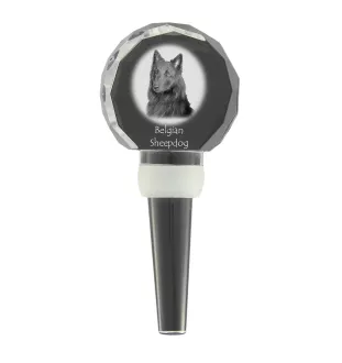 Tervueren Belgian Shepherd Dog, Tervueren Belgian Sheepdog - Crystal bottle stopper, unique wine stopper with photo, personalised gift for sommelier by Art-Dog brand