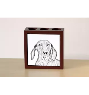 Dachshund Wire-haired, Wiener dog, Badger dog - pen holder with a dog, desk organizer with a print, personalized desk decoration from the Art-Dog brand.