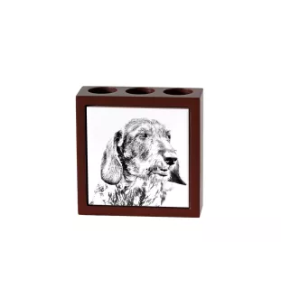 Teckel à poil dur, Chien-saucisse I - porte-stylo avec chien, organiseur de bureau avec impression, décoration de bureau personnalisée de la marque Art-Dog