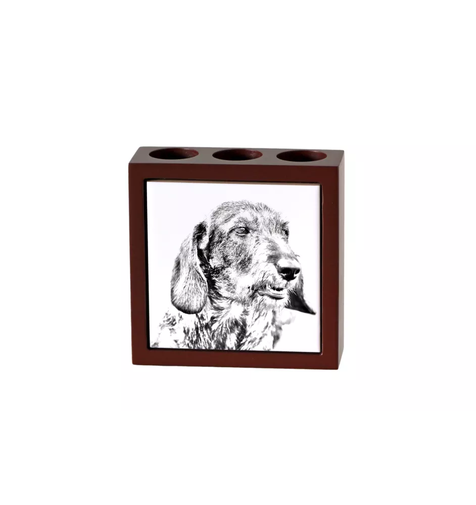 Teckel à poil dur, Chien-saucisse I - porte-stylo avec chien, organiseur de bureau avec impression, décoration de bureau personnalisée de la marque Art-Dog