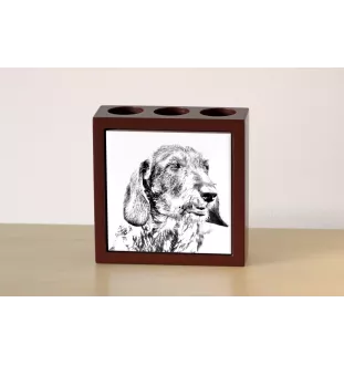 Dachshund Wire-haired, Wiener dog, Badger dog I - pen holder with a dog, desk organizer with a print, personalized desk decoration from the Art-Dog brand.