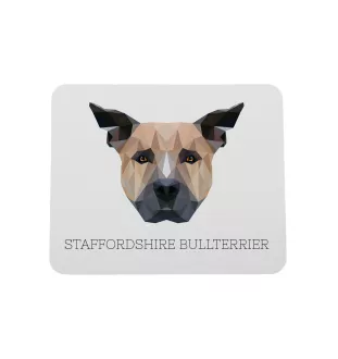 Staffordshire Bull Terrier, Staffordshire Bullterrier - geometrisches Mauspad mit Bild und Aufschrift von Art-Dog