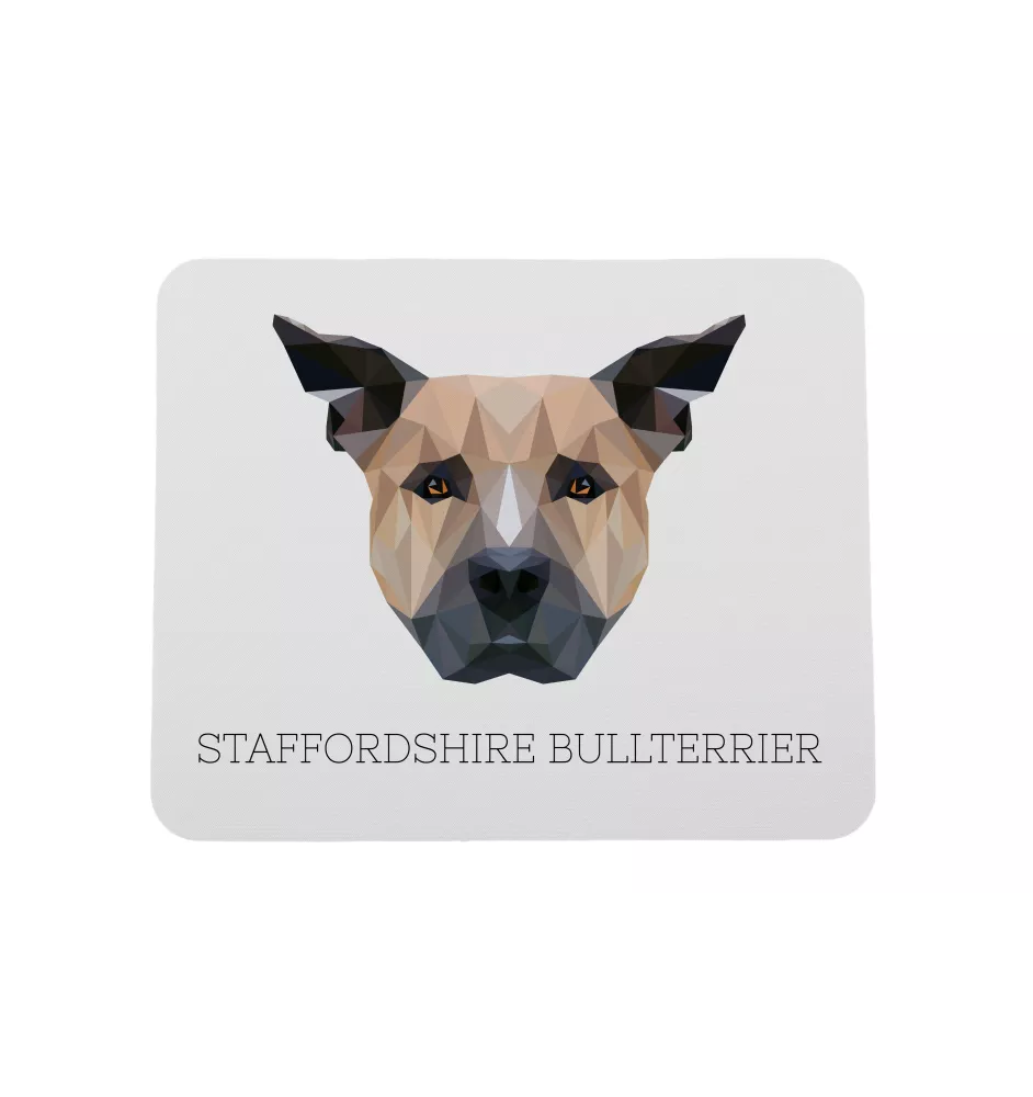Staffordshire Bull Terrier, Staffie - tapis de souris géométrique avec photo et inscription Art-Dog