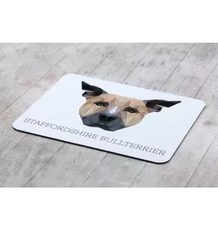 Staffordshire Bull Terrier, Staffie - tapis de souris géométrique avec photo et inscription Art-Dog