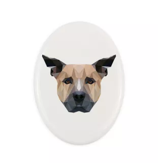 Staffordshire Bull Terrier, Staffordshire Bullterrier - Fliese mit geometrischem Bild und Schriftzug der Marke Art-Dog