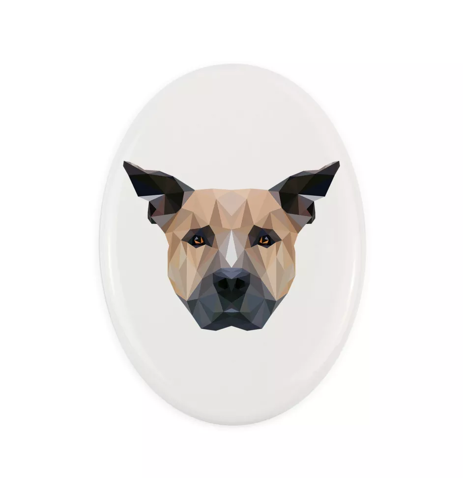 Staffordshire Bull Terrier, Staffy - a plate with a geometric design and the brand name Art-Dog