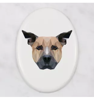 Staffordshire Bull Terrier, Staffordshire Bullterrier - Fliese mit geometrischem Bild und Schriftzug der Marke Art-Dog
