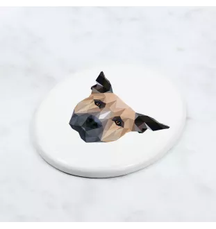 Staffordshire Bull Terrier, Staffie - une plaque avec une photo et un motif géométrique de la marque Art-Dog