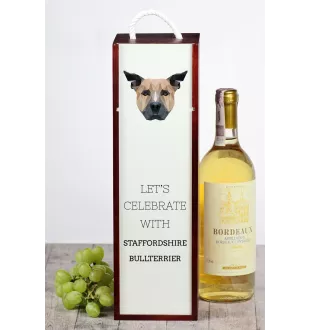 Staffordshire Bull Terrier, Staffie - une boîte géométrique avec une photo et un texte pour le vin de la marque Art-Dog