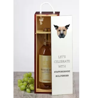 Staffordshire Bull Terrier, Staffie - une boîte géométrique avec une photo et un texte pour le vin de la marque Art-Dog