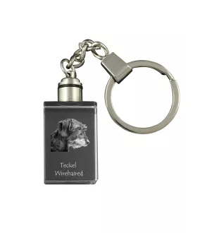 Teckel à poil dur, Chien-saucisse I - Porte-clés en cristal avec photo de chien, porte-clés lumineux, cadeau unique de la marque Art-Dog
