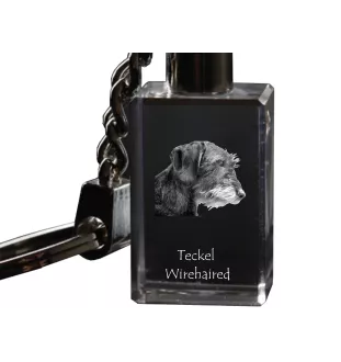 Teckel à poil dur, Chien-saucisse I - Porte-clés en cristal avec photo de chien, porte-clés lumineux, cadeau unique de la marque Art-Dog