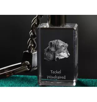 Dachshund Rauhhaar, Dackel, Teckel I - Schlüsselanhänger aus Kristall mit Hundefoto, beleuchteter Schlüsselanhänger, einzigartiges Geschenk der Marke Art-Dog