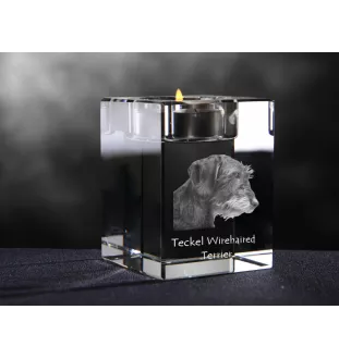 Dachshund Rauhhaar, Dackel, Teckel I - Kerzenhalter mit Hundefoto, Teelichthalter aus Kristall, personalisiertes Geschenk der Marke Art-Dog