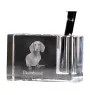 Dachshund Wire-haired, Wiener dog, Badger dog - Pen stand, crystal organiser with dog photo, unique desk decoration by Art-Dog brand