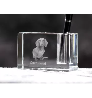 Dachshund Rauhhaar, Dackel, Teckel - Stifthalter, Kristallorganizer mit Hundefoto, einzigartige Schreibtischdekoration der Marke Art-Dog