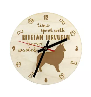 Tervueren chien de berger belge - horloge avec chien, horloge en bois, horloge murale pour les amoureux des chiens, horloge de bureau et étagère, Art-Dog