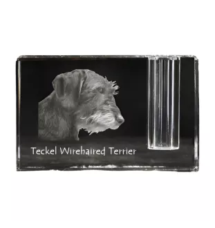 Dachshund Rauhhaar, Dackel, Teckel I - Stifthalter, Kristallorganizer mit Hundefoto, einzigartige Schreibtischdekoration der Marke Art-Dog