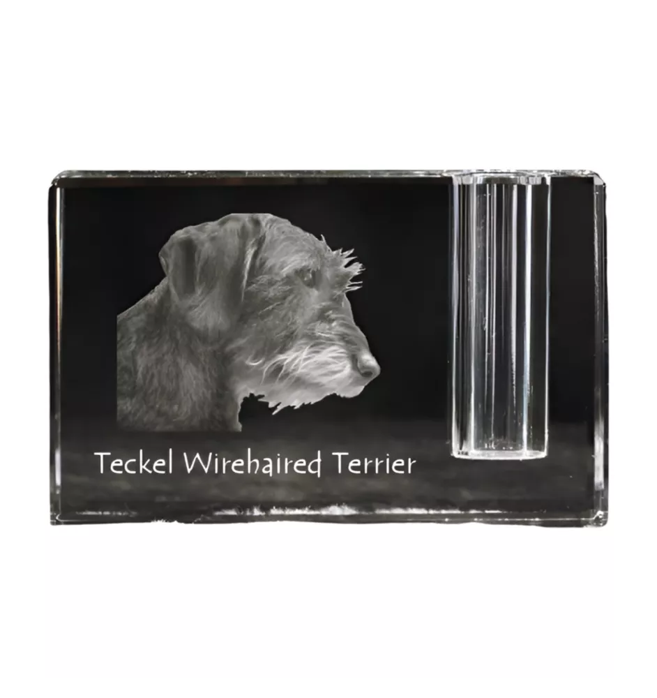Dachshund Rauhhaar, Dackel, Teckel I - Stifthalter, Kristallorganizer mit Hundefoto, einzigartige Schreibtischdekoration der Marke Art-Dog