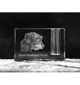 Dachshund Rauhhaar, Dackel, Teckel I - Stifthalter, Kristallorganizer mit Hundefoto, einzigartige Schreibtischdekoration der Marke Art-Dog