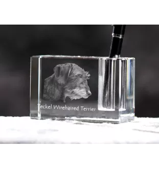 Dachshund Rauhhaar, Dackel, Teckel I - Stifthalter, Kristallorganizer mit Hundefoto, einzigartige Schreibtischdekoration der Marke Art-Dog