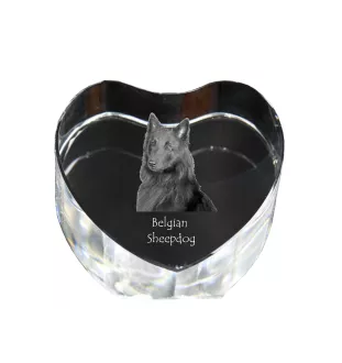 Tervueren Belgischer Schäferhund - Hundebild im Kristall, Kristallherz, einzigartiger Bilderrahmen der Marke Art-Dog
