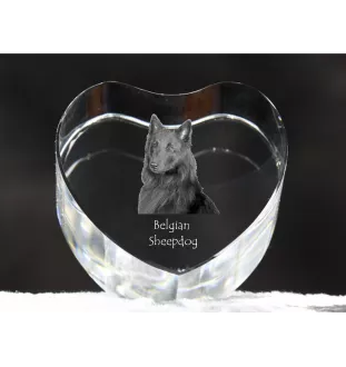 Tervueren chien de berger belge - une photo de chien dans un cristal, un cœur en cristal, un cadre photo exceptionnel de la marque Art-Dog