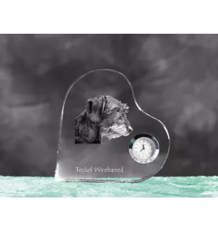 Dachshund Rauhhaar, Dackel, Teckel I - Kristalluhr mit einem Hundebild, Herzregal-Uhr, personalisierte Standuhr der Marke Art-Dog
